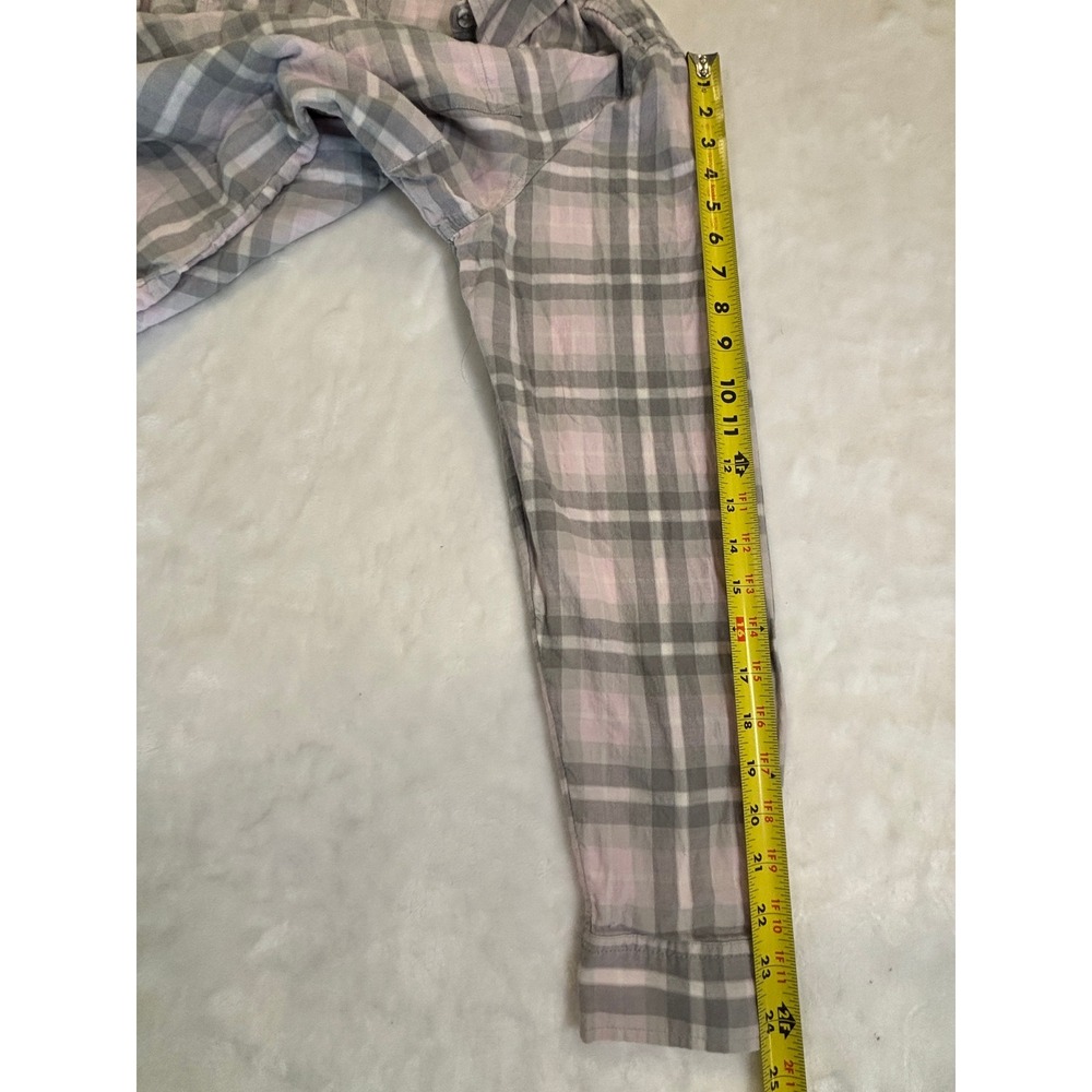Croft & Barrow Womens XL Pink Grey Plaid Button Down Shirt Long Sleeve Pockets - Picture 5 of 5